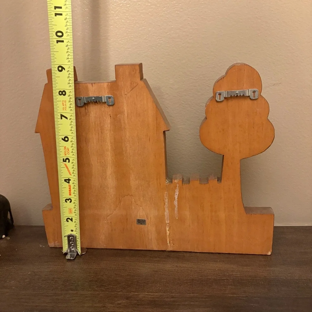 Bratton's Woodcraft Handmade Wooden Wall Key Rack Blue House Folk‎ Art 5 Pegs